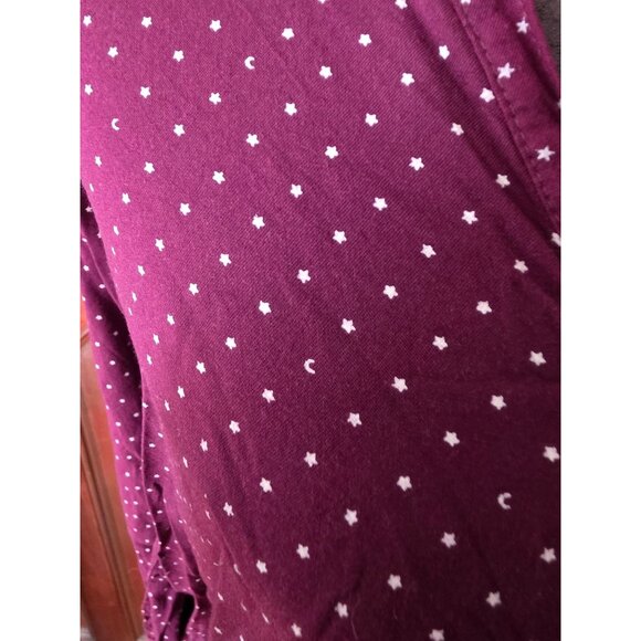 Sonoma Womens Burgundy Tiny Moon & Stars Button-Up Henley Size L - Picture 3 of 7